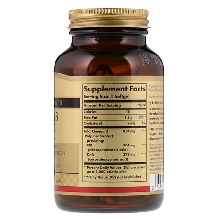 Solgar, Omega-3, EPA & DHA, Triple Strength, 950 mg, 50 Softgels:زيت السمك أوميغا 3, EPA DHA