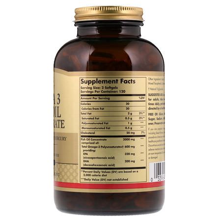 Solgar, Omega-3 Fish Oil Concentrate, 240 Softgels:زيت السمك أوميغا 3, EPA DHA