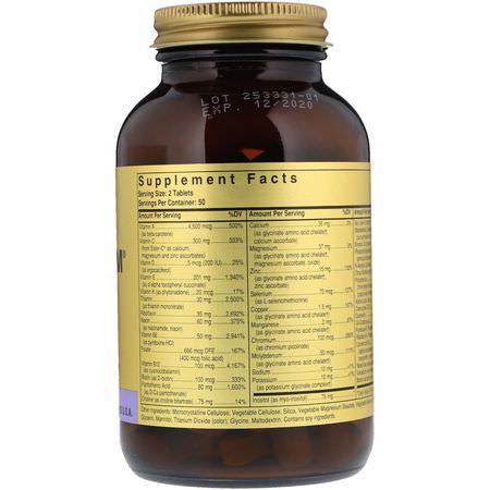 Solgar, Omnium, Multiple Vitamin and Mineral Formula, Iron-Free, 100 Tablets:الفيتامينات المتعددة, المكملات الغذائية