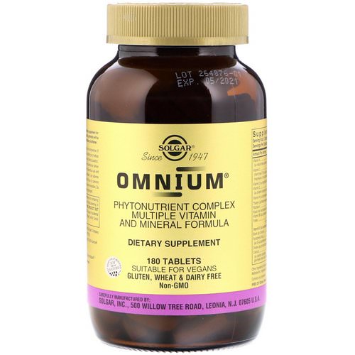 Solgar, Omnium, Phytonutrient Complex, Multiple Vitamin and Mineral Formula, 180 Tablets فوائد