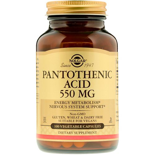 Solgar, Pantothenic Acid, 550 mg, 100 Vegetable Capsules فوائد