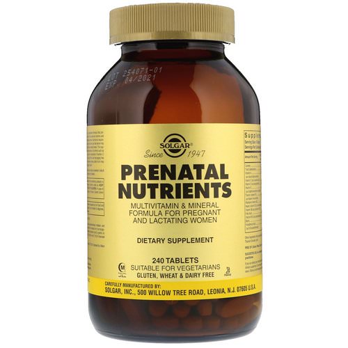 Solgar, Prenatal Nutrients, Multivitamin & Mineral, 240 Tablets فوائد