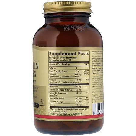 Solgar, Quercetin Complex with Ester-C Plus, 100 Vegetable Capsules:Quercetin, مضادات الأكسدة