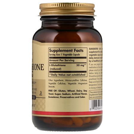 Solgar, Reduced L-Glutathione, 50 mg, 90 Vegetable Capsules:L-Glutathione, مضادات الأكسدة