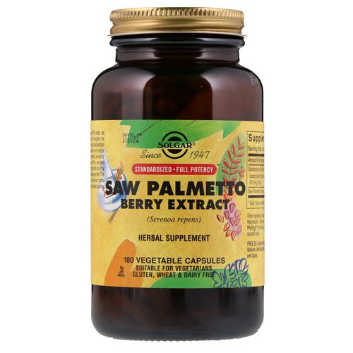 Solgar, Saw Palmetto Berry Extract, 180 Vegetable Capsules فوائد