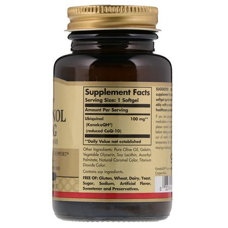Solgar, Ubiquinol (Reduced CoQ10), 100 mg, 50 Softgels:CoQ10, Ubiquinol