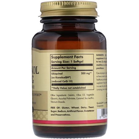 Solgar, Ubiquinol (Reduced CoQ10), 200 mg, 30 Softgels:CoQ10, Ubiquinol