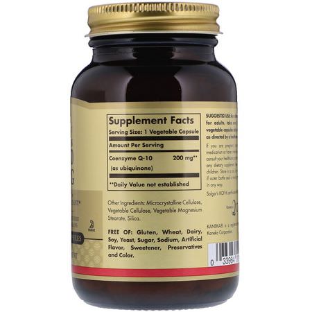 Solgar, Vegetarian CoQ-10, 200 mg, 60 Vegetable Capsules:أنزيم Q10, CoQ10