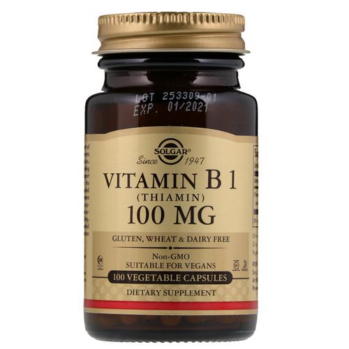 Solgar, Vitamin B1, 100 mg, 100 Vegetable Capsules فوائد