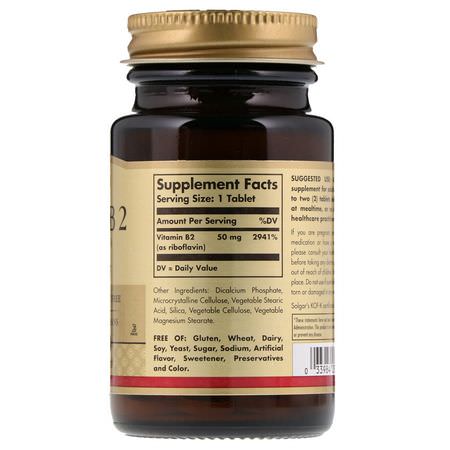 Solgar, Vitamin B2 (Riboflavin), 50 mg, 100 Tablets:فيتامين ب, الفيتامينات
