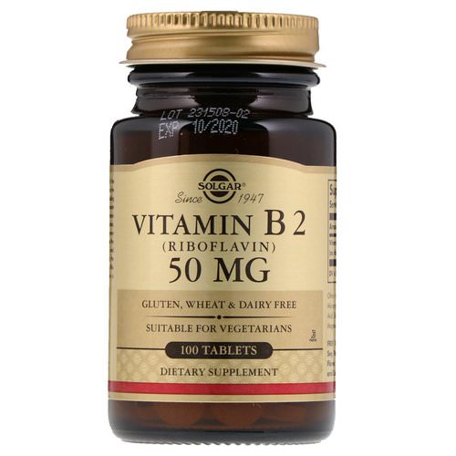 Solgar, Vitamin B2 (Riboflavin), 50 mg, 100 Tablets فوائد