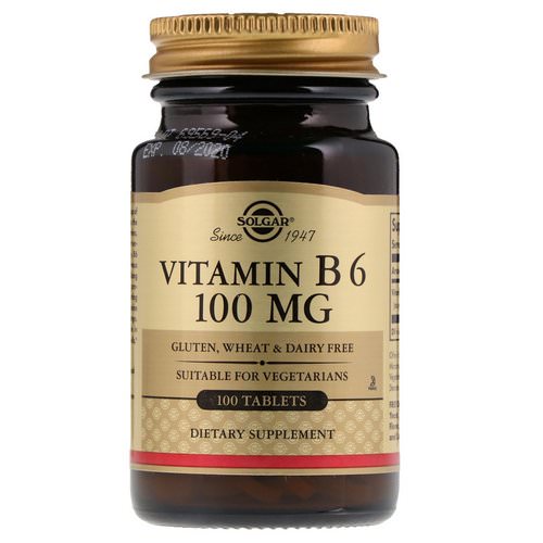 Solgar, Vitamin B6, 100 mg, 100 Tablets فوائد