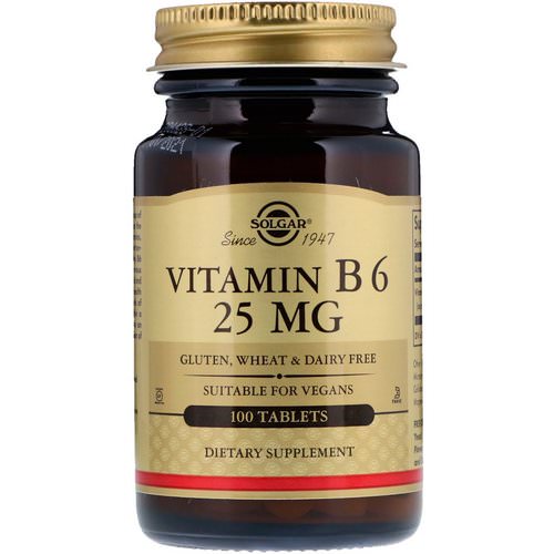 Solgar, Vitamin B6, 25 mg, 100 Tablets فوائد