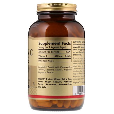 Solgar, Vitamin C, 500 mg, 250 Vegetable Capsules:الأنفل,نزا ,السعال