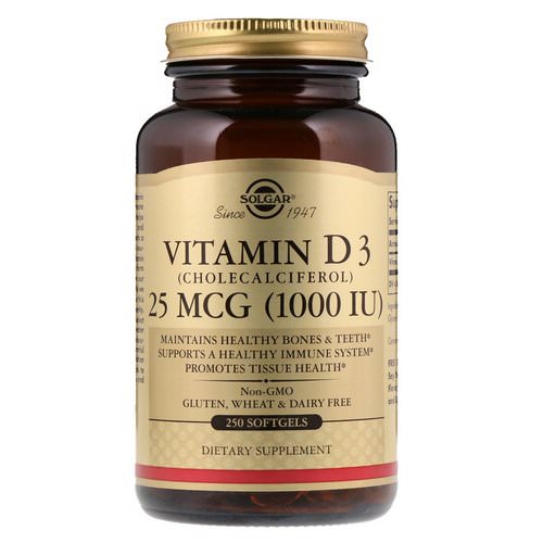 Solgar, Vitamin D3 (Cholecalciferol), 1000 IU, 250 Softgels فوائد