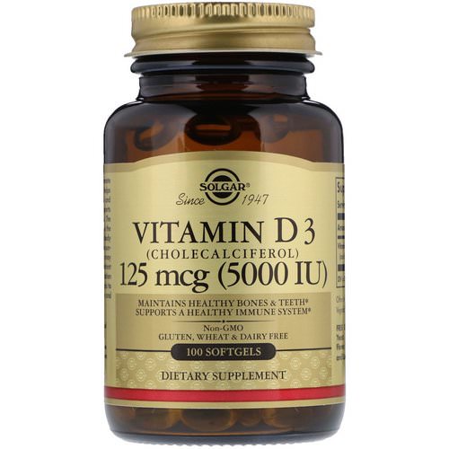 Solgar, Vitamin D3 (Cholecalciferol), 5,000 IU, 100 Softgels فوائد