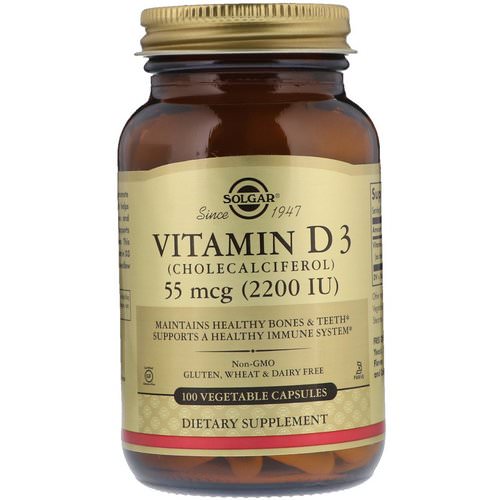 Solgar, Vitamin D3 (Cholecalciferol), 55 mcg (2,200 IU), 100 Vegetable Capsules فوائد