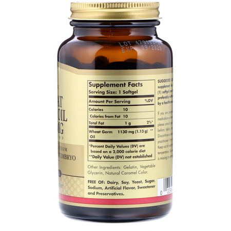 Solgar, Wheat Germ Oil, 1,130 mg, 100 Softgels:الأظافر, الجلد