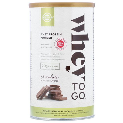 Solgar, Whey To Go, Whey Protein Powder, Chocolate, 16 oz (455 g) فوائد