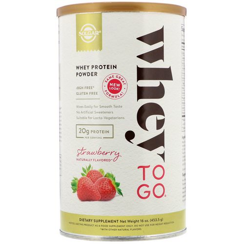 Solgar, Whey To Go, Whey Protein Powder, Strawberry, 16 oz (453.5 g) فوائد
