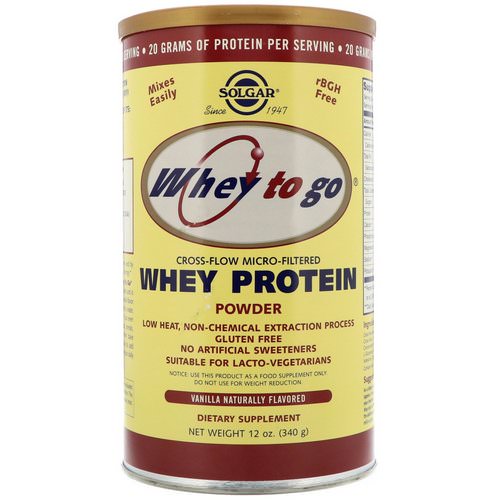 Solgar, Whey To Go, Whey Protein Powder, Vanilla, 12 oz (340 g) فوائد