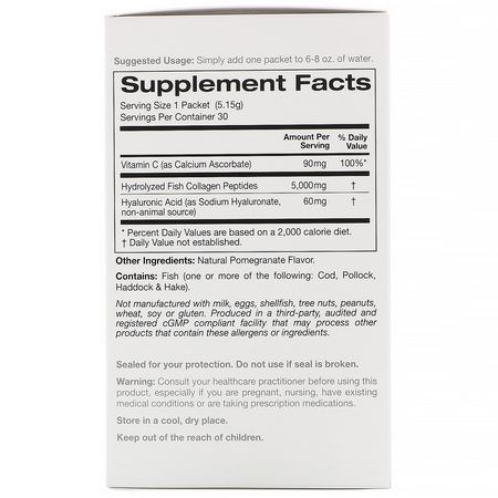 Solumeve, Collagen Peptides Plus Vitamin C & Hyaluronic Acid, Pomegranate, 30 Packets, 0.18 oz (5.15 g) Each:مكملات الك,لاجين, المفصل