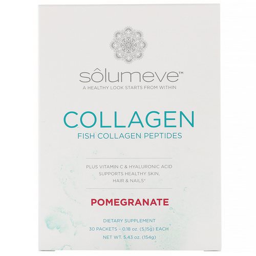 Solumeve, Collagen Peptides Plus Vitamin C & Hyaluronic Acid, Pomegranate, 30 Packets, 0.18 oz (5.15 g) Each فوائد