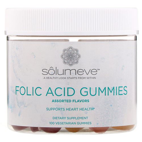 Solumeve, Folic Acid Gummies, Gelatin Free, Assorted Flavors, 100 Vegetarian Gummies فوائد