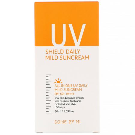 Some By Mi, UV Shield Daily Mild Suncream, SPF 50+ PA+++, 1.69 fl oz (50 ml):,اقية من الشمس, K-جمال