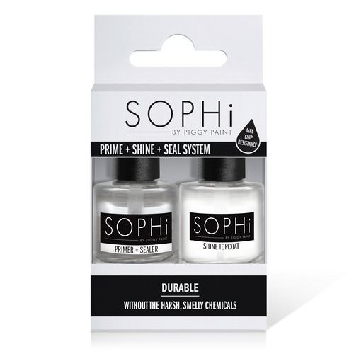SOPHi by Piggy Paint, Prime + Shine + Seal System, 2 Bottles, 0.5 fl. oz (15 ml) Each فوائد