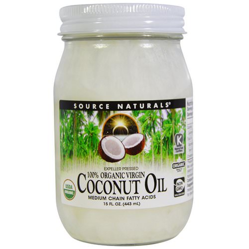 Source Naturals, 100% Organic Virgin, Coconut Oil, 15 fl oz. (443 ml) فوائد