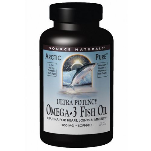 Source Naturals, Arctic Pure, Omega-3 Fish Oil, Ultra Potency, 850 mg, 60 Softgels فوائد