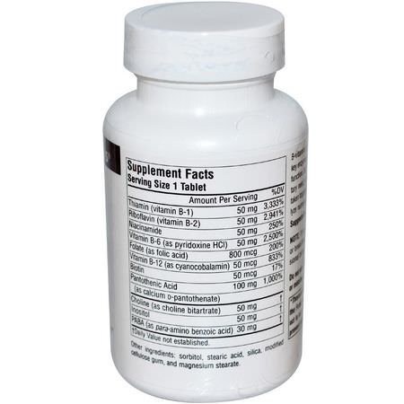 Source Naturals, B-50 Complex, 50 mg, 100 Tablets:مجمع فيتامين ب, فيتامين ب