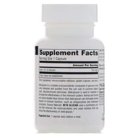 Source Naturals, Beta Glucan, 100 mg, 30 Capsules:Beta Glucan, الألياف
