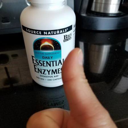 Source Naturals, Daily Essential Enzymes, 500 mg, 240 Capsules:إنزيمات الهضم, الهضم