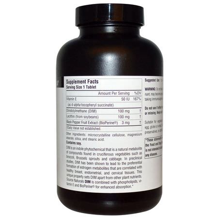 Source Naturals, DIM (Diindolylmethane), 100 mg, 180 Tablets:DIM, صحة المرأة