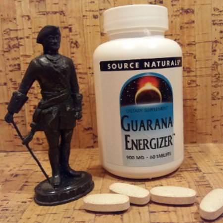 Source Naturals, Guarana Energizer, 900 mg, 60 Tablets:Guarana, المعالجة المثلية
