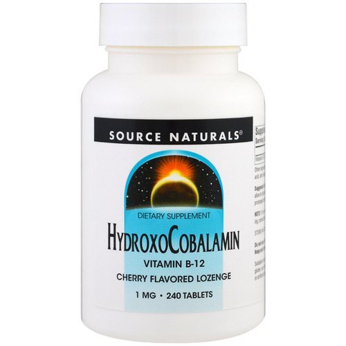 Source Naturals, HydroxoCobalamin, Vitamin B-12, Cherry Flavored Lozenge, 1 mg, 240 Tablets فوائد