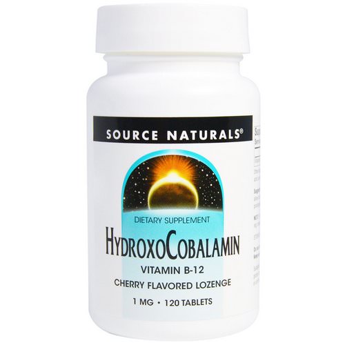 Source Naturals, HydroxoCobalamin, Vitamin B12, Cherry Flavored Lozenge, 1 mg, 120 Tablets فوائد