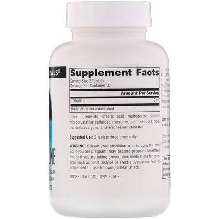 Source Naturals, L-Citrulline, 1000 mg, 60 Tablets:L-Citrulline,الأحماض الأمينية
