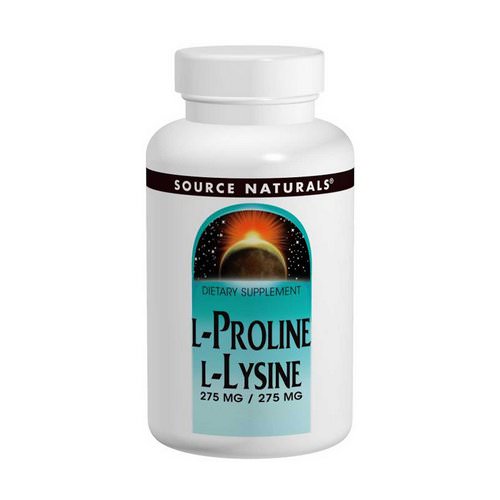 Source Naturals, L-Proline L-Lysine, 275 mg / 275 mg, 120 Tablets فوائد