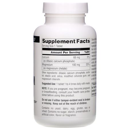 Source Naturals, Magnesium Chelate, 100 mg, 250 Tablets:المغنيسي,م ,المعادن
