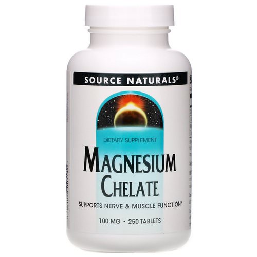 Source Naturals, Magnesium Chelate, 100 mg, 250 Tablets فوائد