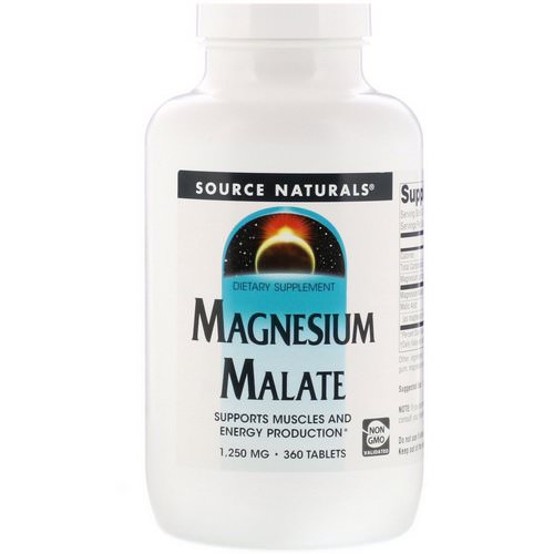 Source Naturals, Magnesium Malate, 1,250 mg, 360 Tablets فوائد