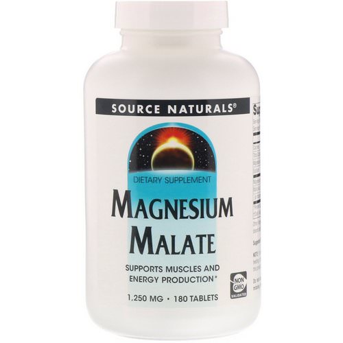 Source Naturals, Magnesium Malate, 1,250 mg, 180 Tablets فوائد