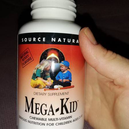 Source Naturals, Mega-Kid, Chewable Multi-Vitamin, Natural Berry Flavors, 60 Wafers