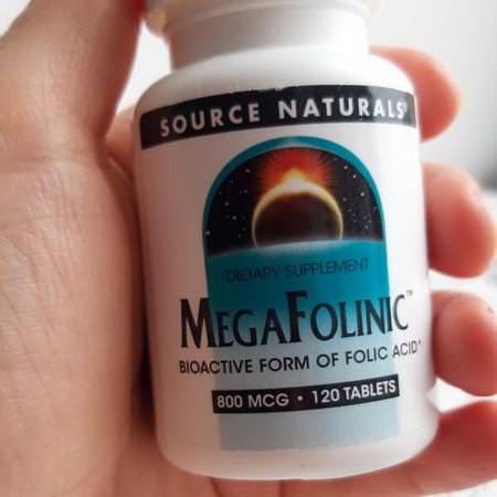 Source Naturals, MegaFolinic, 800 mcg, 120 Tablets:حمض الف,ليك ,فيتامين ب