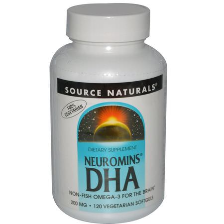 Source Naturals, Neuromins DHA, 200 mg, 120 Veggie Softgels:DHA, Omegas EPA DHA