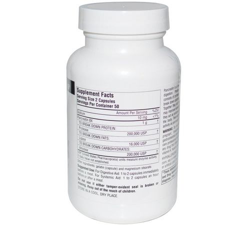 Source Naturals, Pancreatin 8X, 500 mg, 100 Capsules:البنكرياس, الهضم