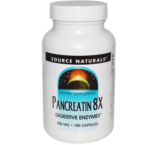 Source Naturals, Pancreatin 8X, 500 mg, 100 Capsules فوائد